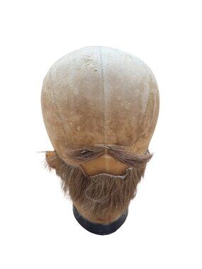 Vintage Millinery Head Canvas Head Block Hair Mustache Beard Barber Training SEE